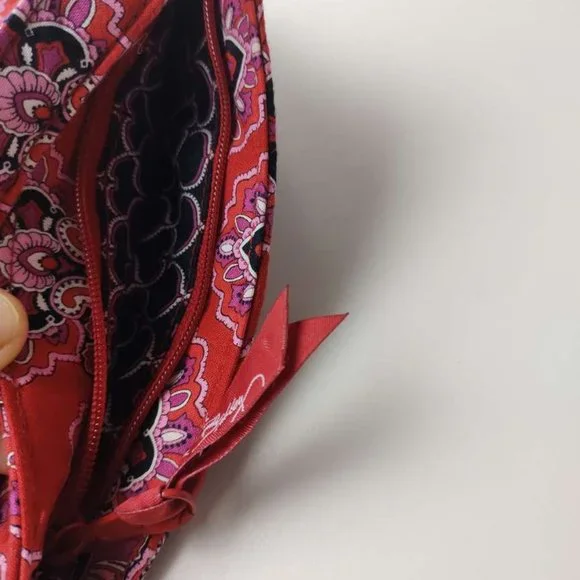 Vera Bradley Frankly Scarlet Hanna Bag Mini Red Paisley Quilted Purse Clutch - Picture 6 of 8